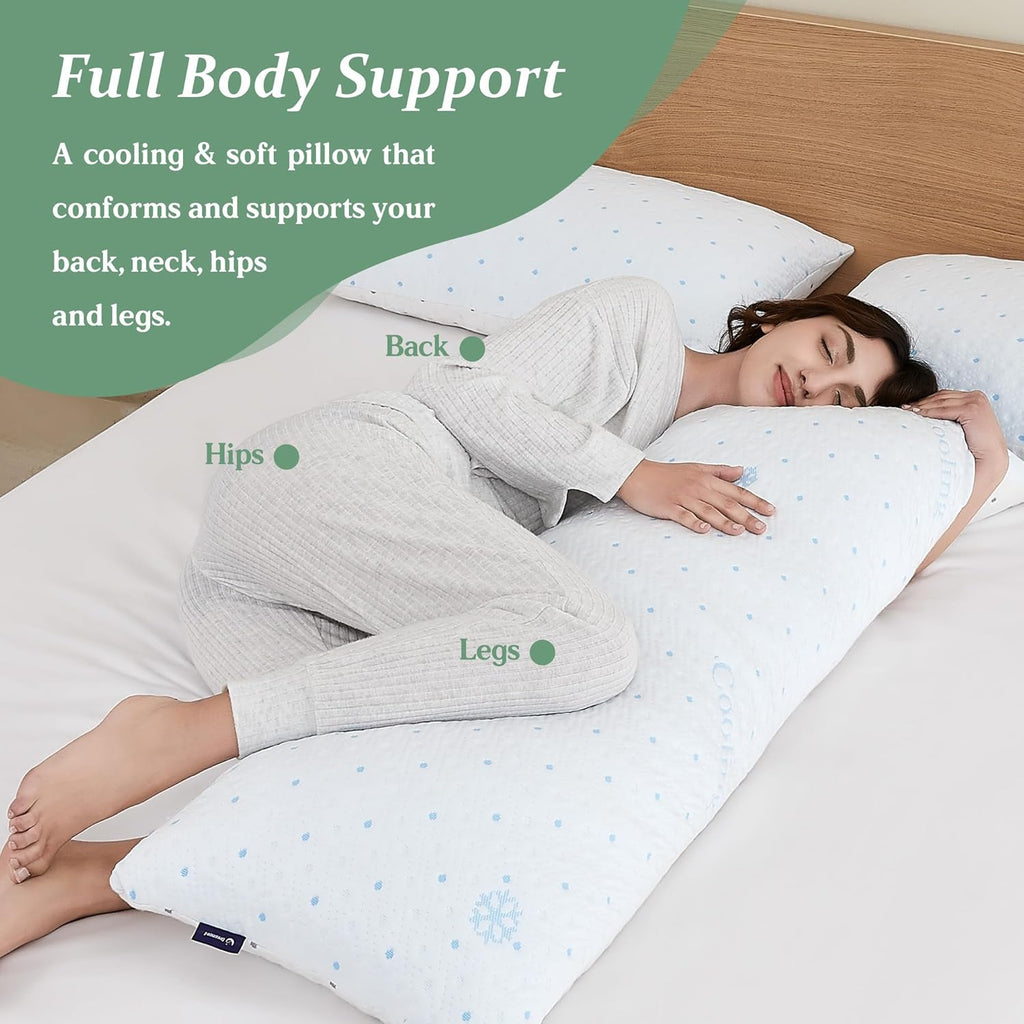 Dreamood Cooling Body Pillow with Pillowcase, Adjustable Shredded Memory Foam Pregnancy Long Full Bed Body Pillows for Adults Side Sleeper…