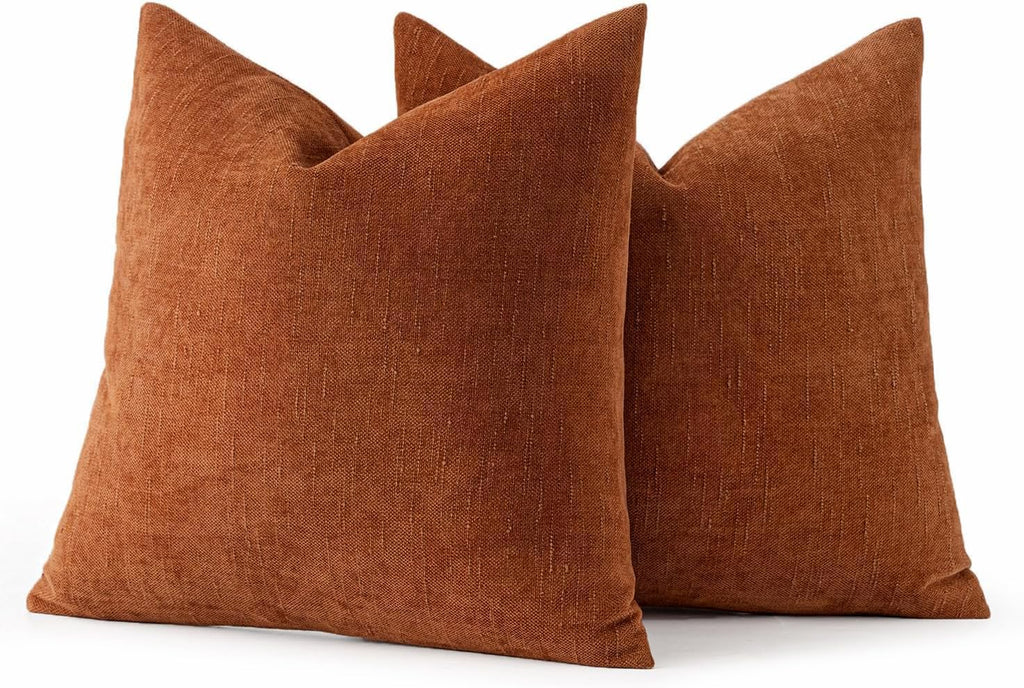 MIULEE Pack of 2 Decorative Throw Pillow Covers Soft Chenille Throw Pillows Solid Textured Cushion Covers for Couch Sofa Bedroom Living…