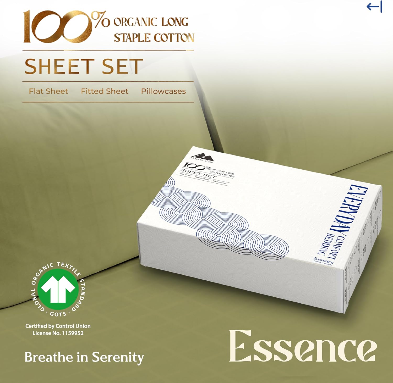 Mayfair Linen 100% Organic Cotton Percale Sheets Twin Size - 3 Pc Twin Percale Sheet Set, 16" Deep Pocket Twin Percale Sheets…