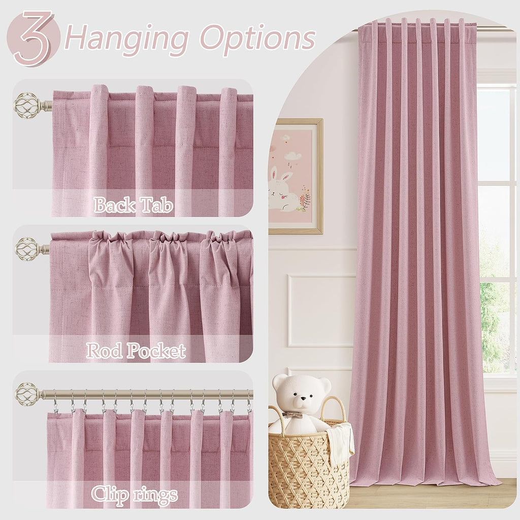 Guken 100% Blackout Curtains 102 Inch Length 2 Panels Set for Living Room Bedroom Back Tab Thermal Insulated Black Out Linen Drapes Room Da…