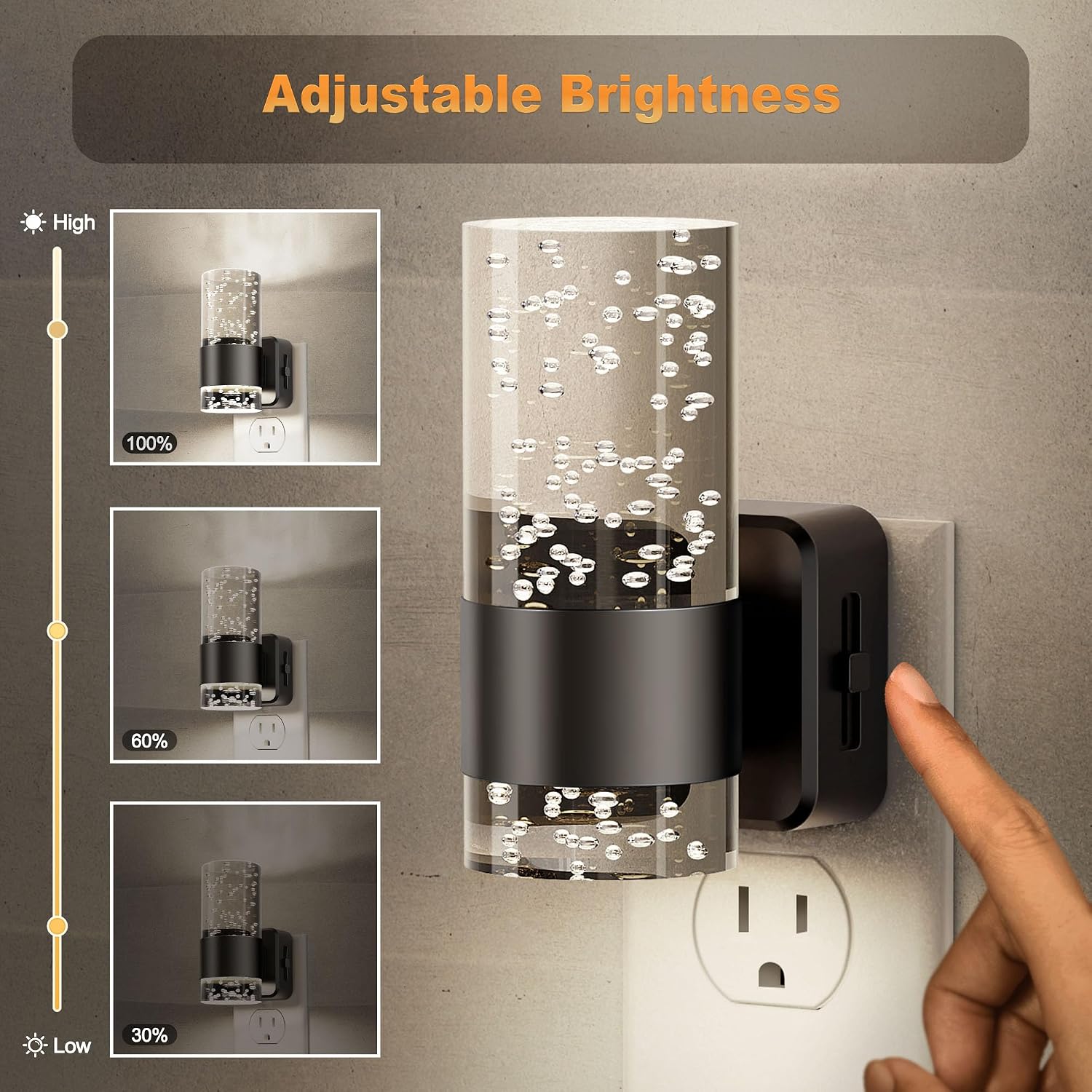JandCase Night Light, Night Lights Plug into Wall,2 Pack LED Nightlight with Adjustable Brightness, 5000K, Automatic Night Light Plug in…