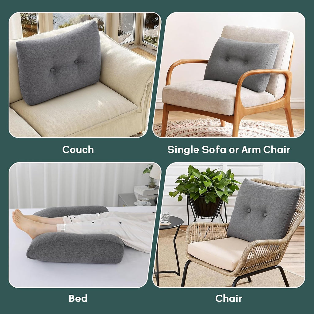 ROYALAY Back Support for Couch Sitting, Memory Foam Back Cushion for Couch, Back Rest Pillow for Sitting in Bed, Wedge Reading Pillow for…