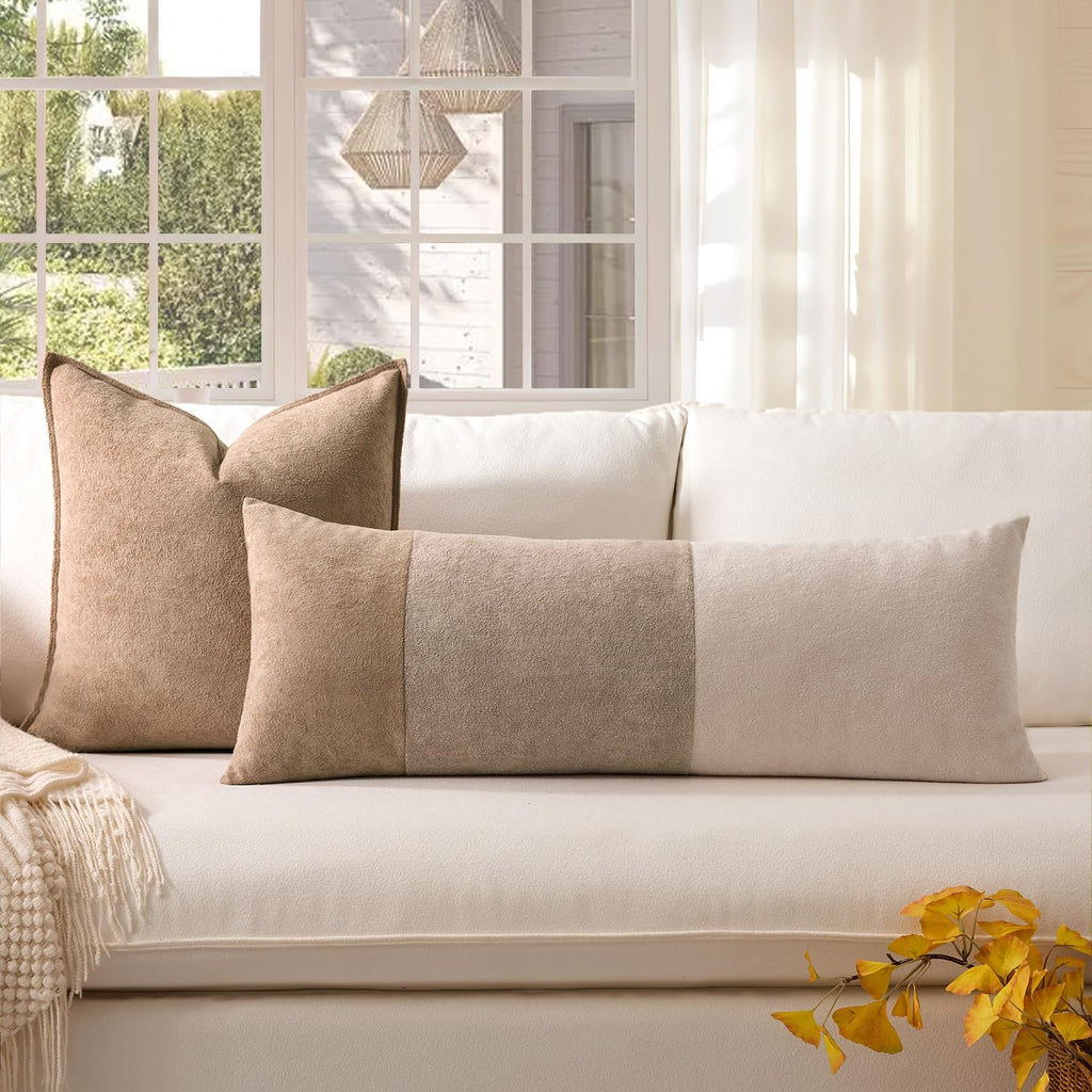 KevinTextile Kevin Textile 14x36 Inch Long Lumbar Cover 1 Pack Three-Colour Patchwork Soft Textured Waterproof Rectangle Cushion Elegant Ac…