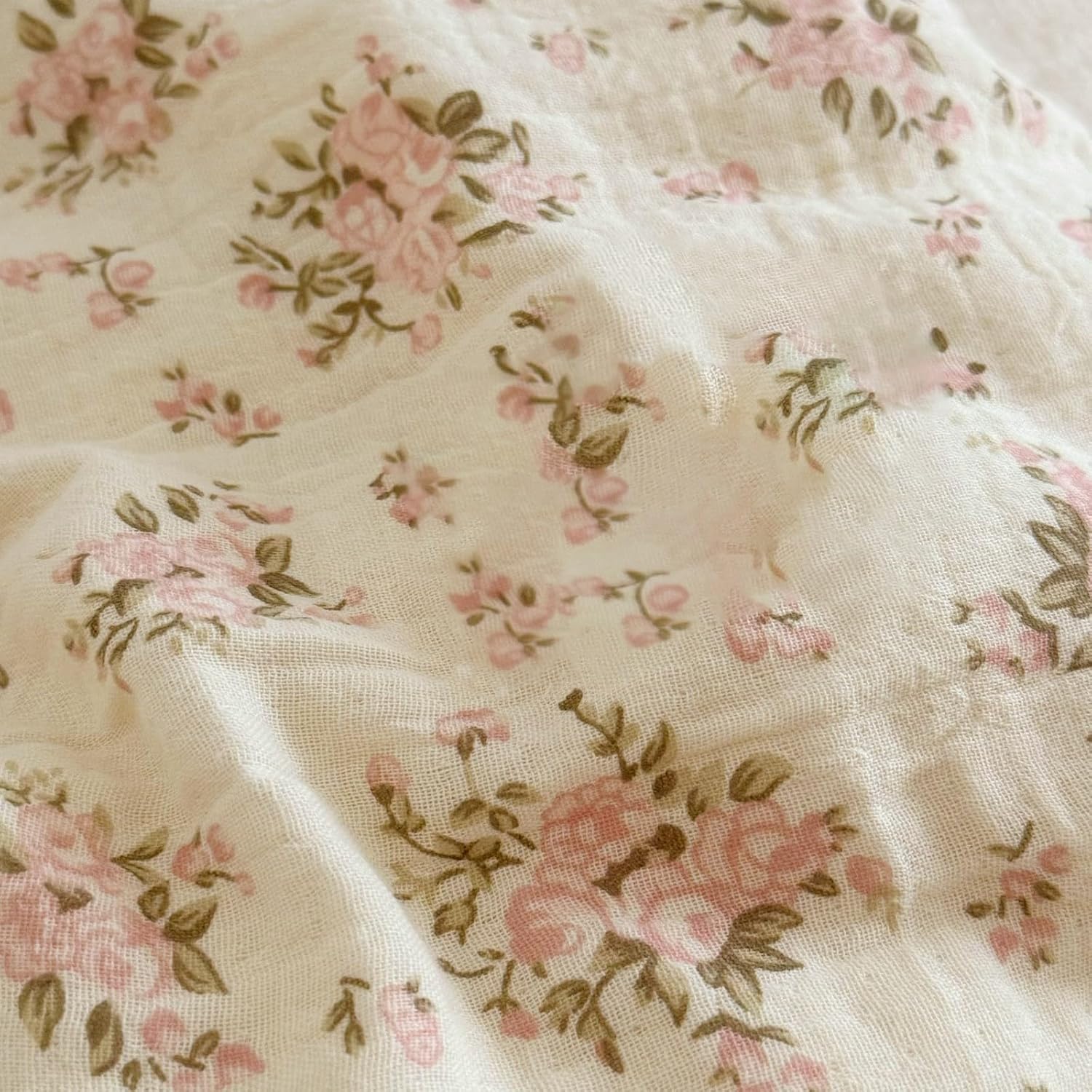 BuLuTu Muslin Cotton Toddler Pillowcases 14"x20", Shabby Chic Pink Floral Kids Pillow Cases Fit Toddler Pillow Sized 13"x18" Soft…