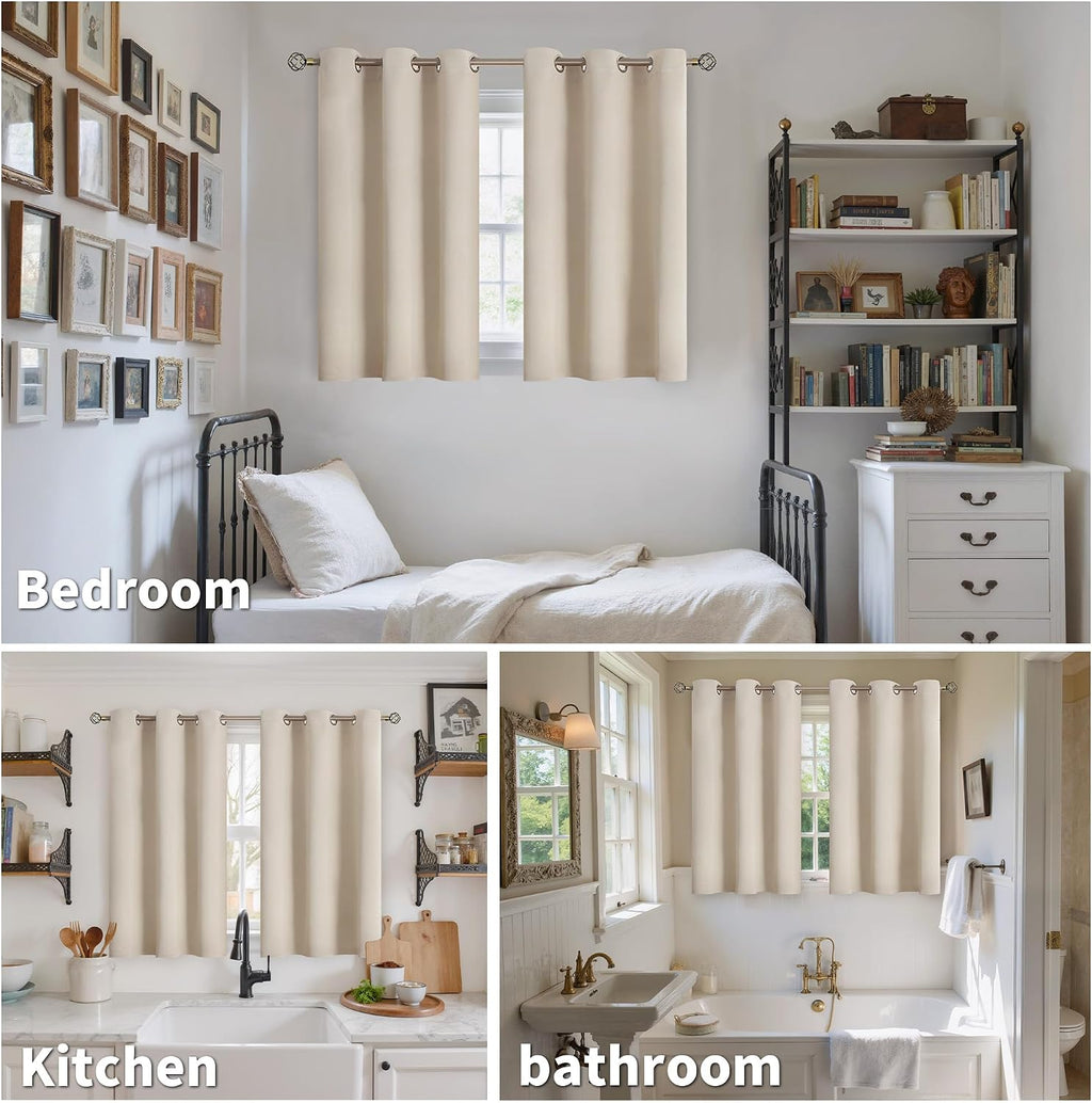 YoungsTex Short Blackout Curtains for Bedroom 40 Inches Length - Grommmet Room Darkening Thermal Insulated Drapes for Bathroom Kitchen Wind…