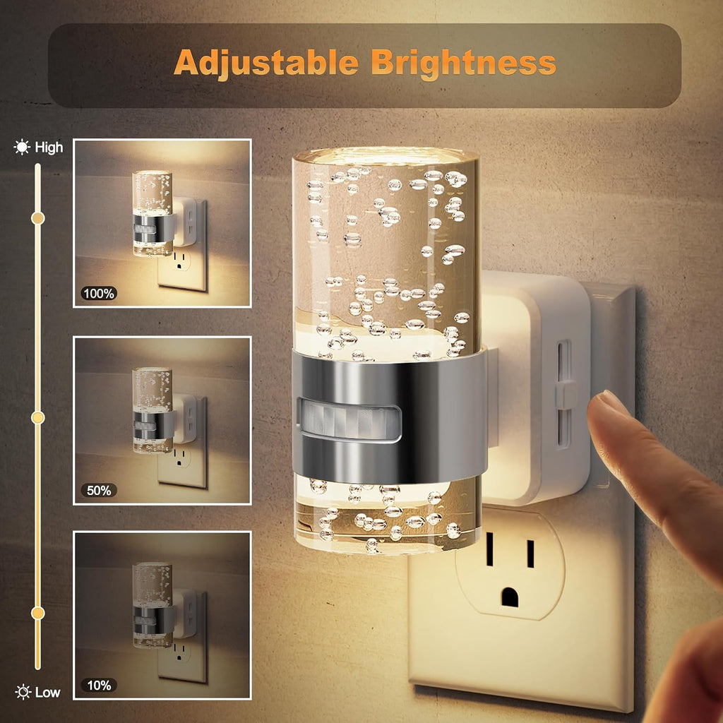 JandCase Motion Sensor Night Light, Dimmable Night Lights Plug Into Wall, 3000k Soft White Night-Lights with 0-100Lm Adjustable…