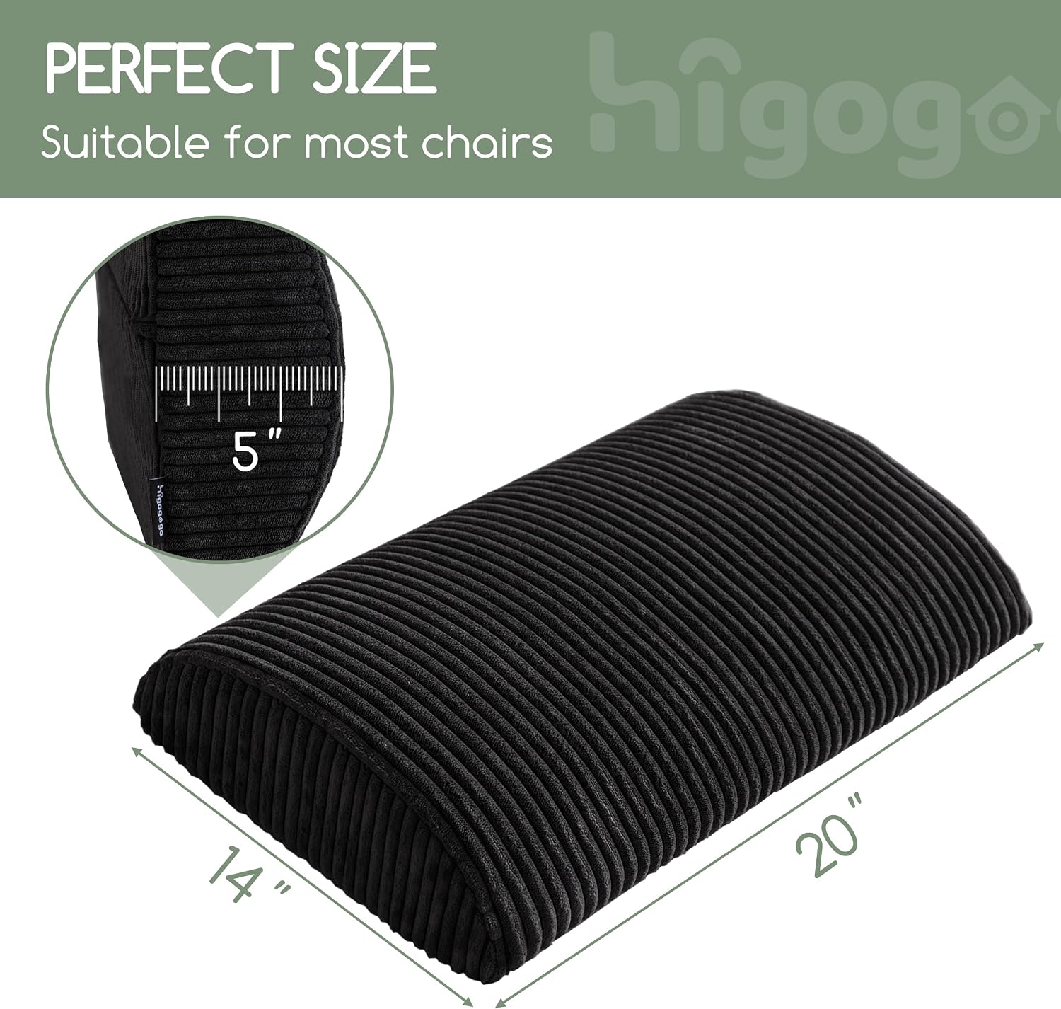 Higogogo Lumbar Support Pillow for Recliner Chair/Accent Chair/Couch, Large Memory Foam Back Support Cushion for Elderly, Recliner Cushions…