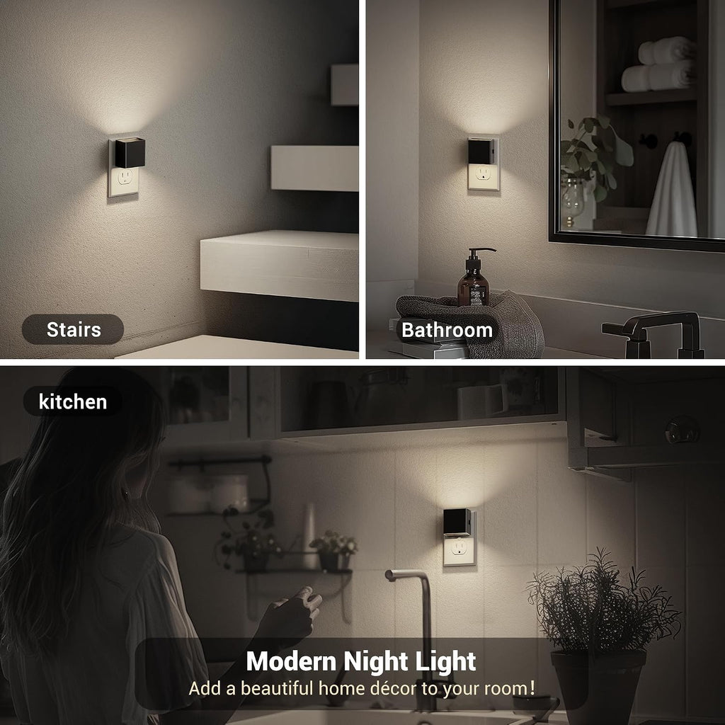 JandCase Night Light, Automatic Night Lights Plug into Wall, 2 Pack Modern Night Lights with Auto Light Sensor, 5000K Brightness…