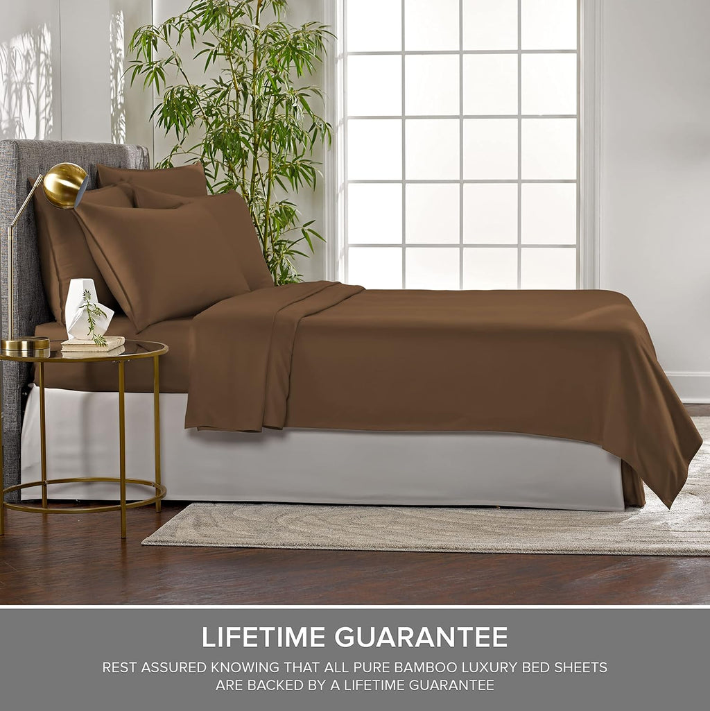 PureBamboo Pure Bamboo Split King Sheets, Genuine 100% Organic Viscose Derived from Bamboo Bed Sheet Set, Soft & Cooling, Double Stitching,…