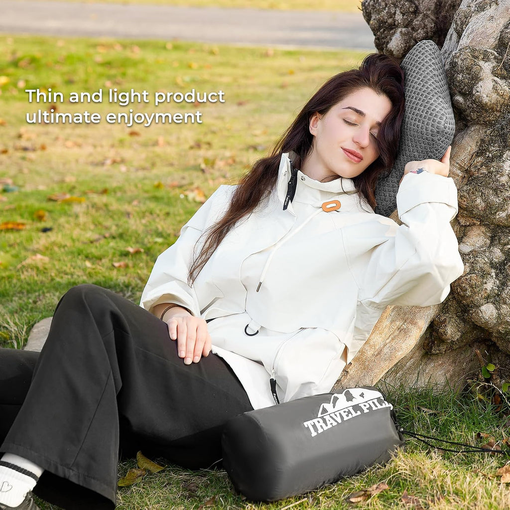 Peujew Travel Pillow Memory Foam Pillows, Camping Pillow-Compressible Medium Firm, Breathable Cover, Ideal Backpacking Hiking, Bed Pillows,…