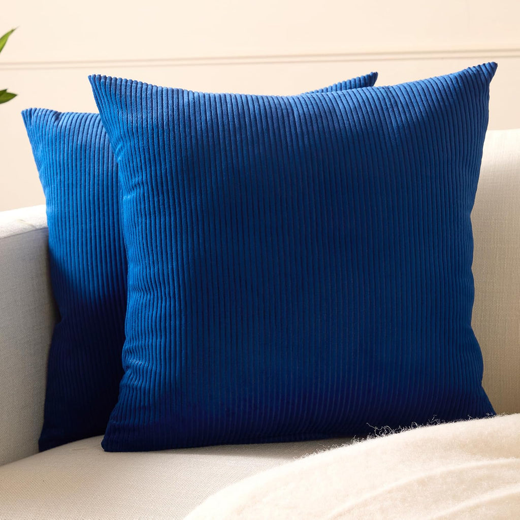 EncasaXO Encasa XO Corduroy Throw Pillows Covers 20"x20", Set of 2 Soft Textured Striped Boho Pillow Covers | Decorative and Cozy Cushion C…