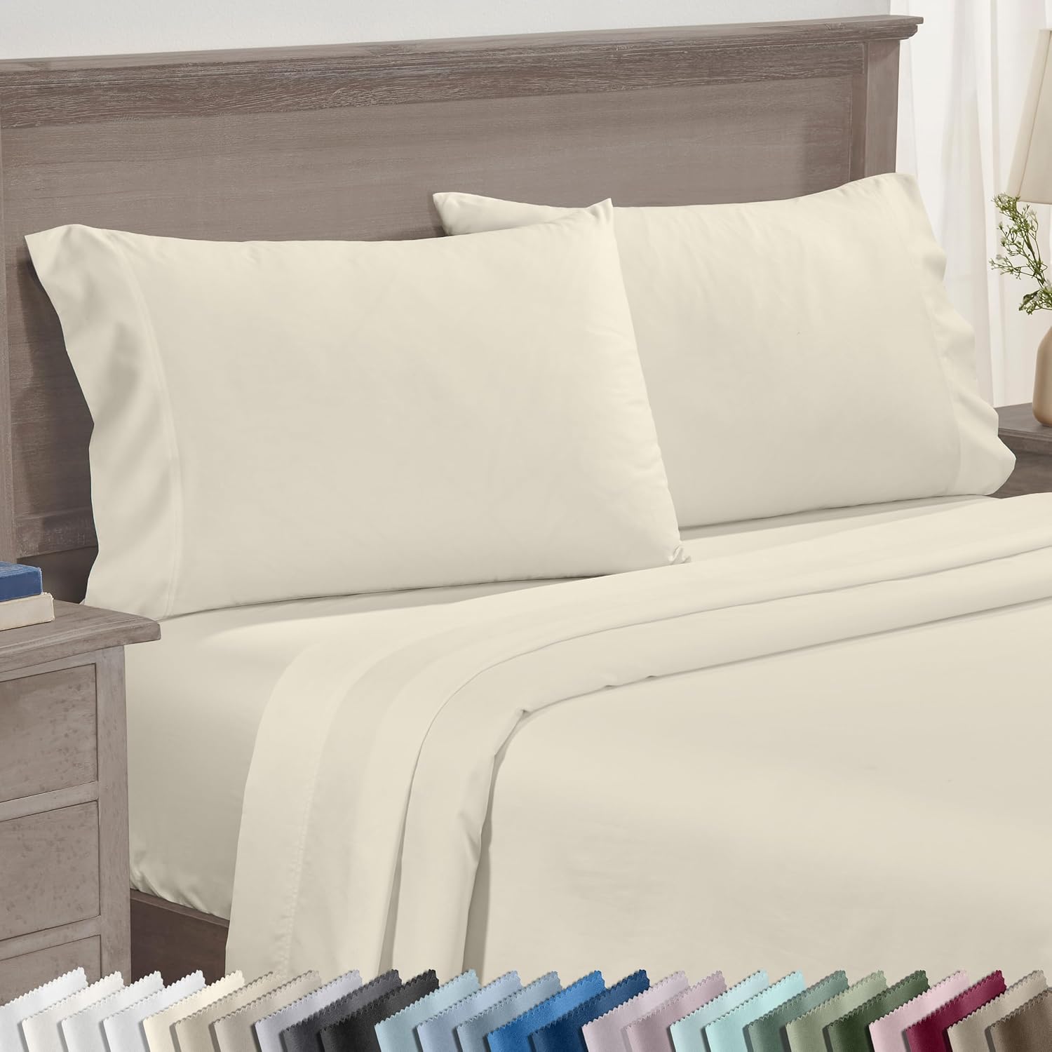 CaliforniaDesignDen Luxuriously Soft 600 Thread Count, 100% Cotton Set of 2 Cases, Crisp King Size Pillow Case Set of 2, Fits King Pillows…