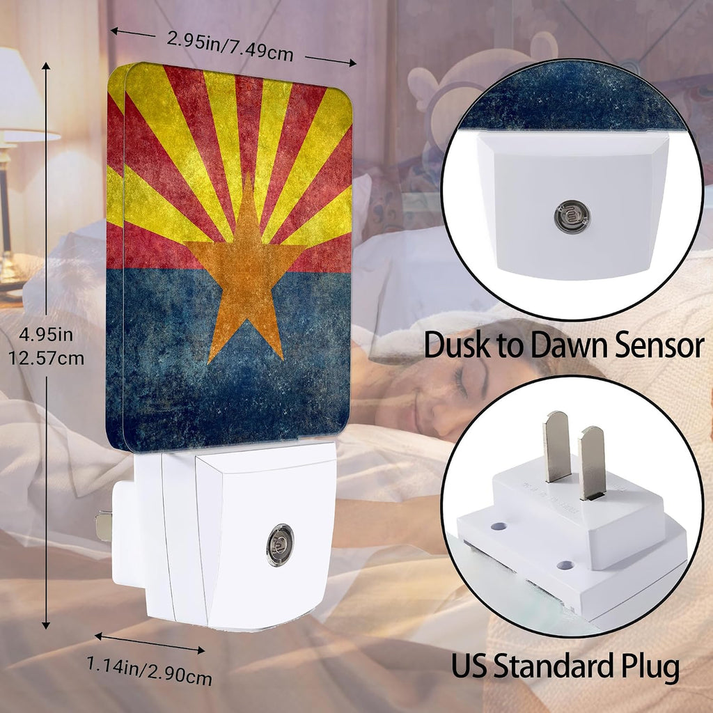 Arizona Flag Night Light, The 48th State Plug into Wall with Dusk to Dawn Light Sensors, Warm Nightlights for Bedroom, Bathroom, Hallway…