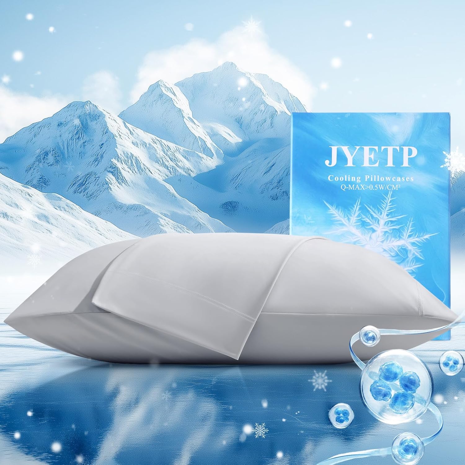 Cooling Pillow Cases 2 Pack King Size Cooling Pillowcases for Hot Sleeper Q-Max>0.5, Hydrates Skin & Hair, Reduces Wrinkles & Frizz, Soft…