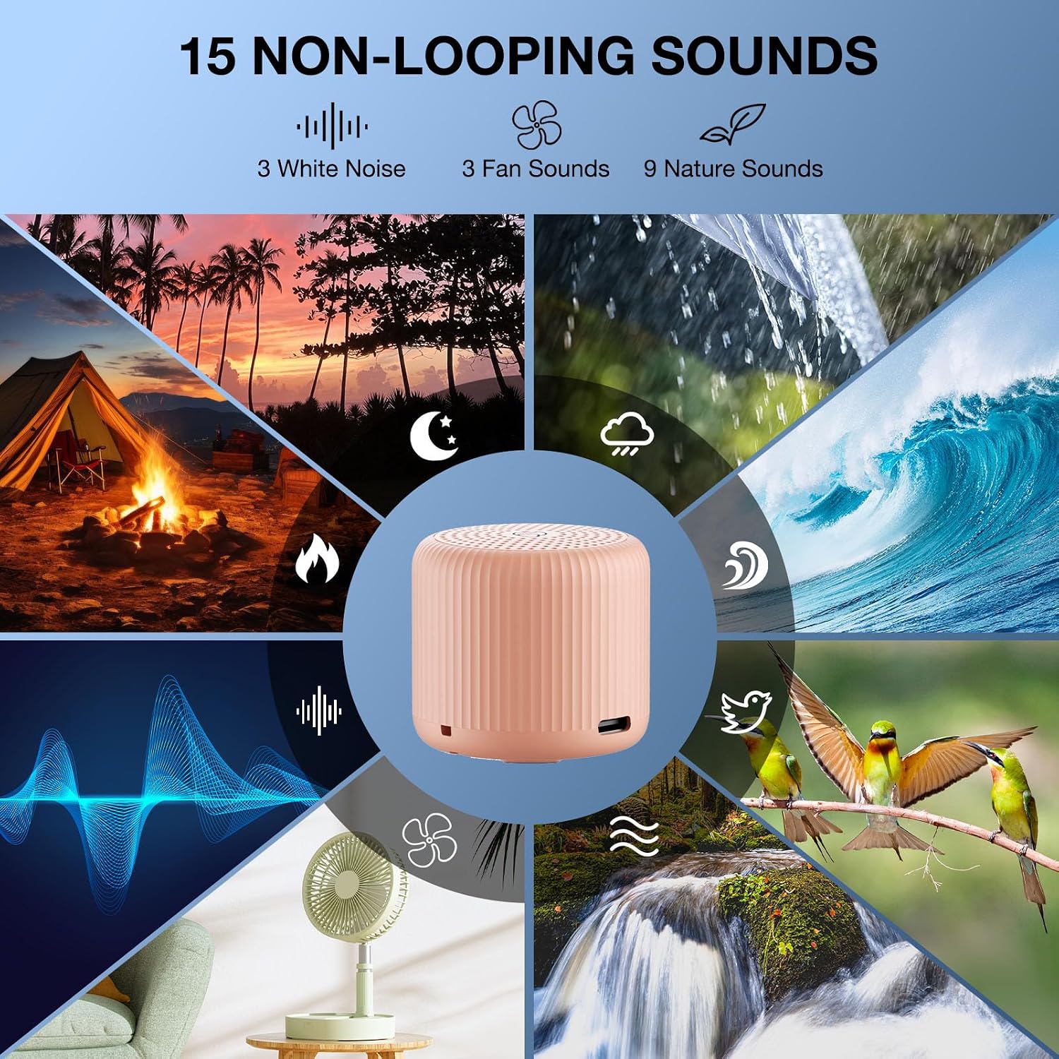 White Noise Machine Baby Portable Sound Machine, LEICEX Travel Sound Machine,15 Non-Looping Sound Timer and Memory Play, Mini White Noise…