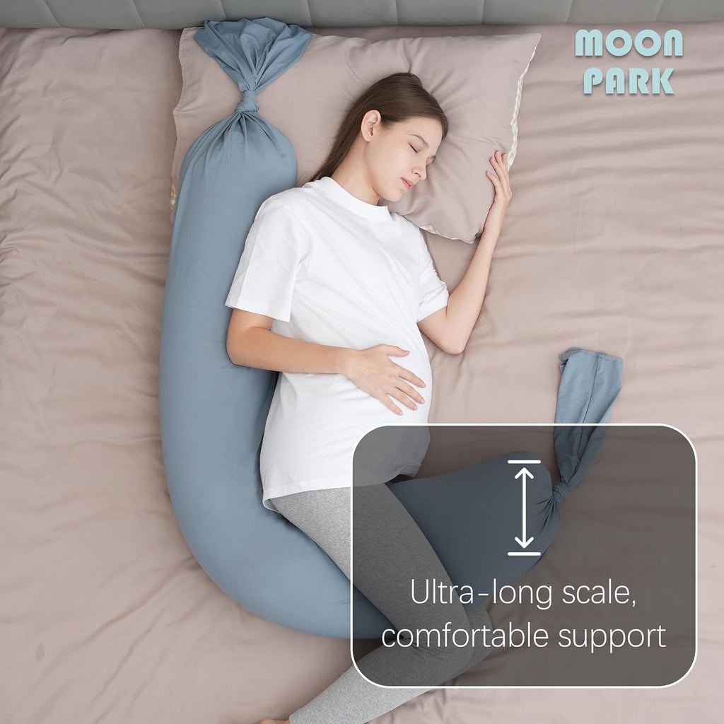 Moonpark MOON PARK Pregnancy Pillow - Incredibly Smooth and Soft Cooling Cover I Shaped Full Body Maternity Pillow with Removable Cover - S…