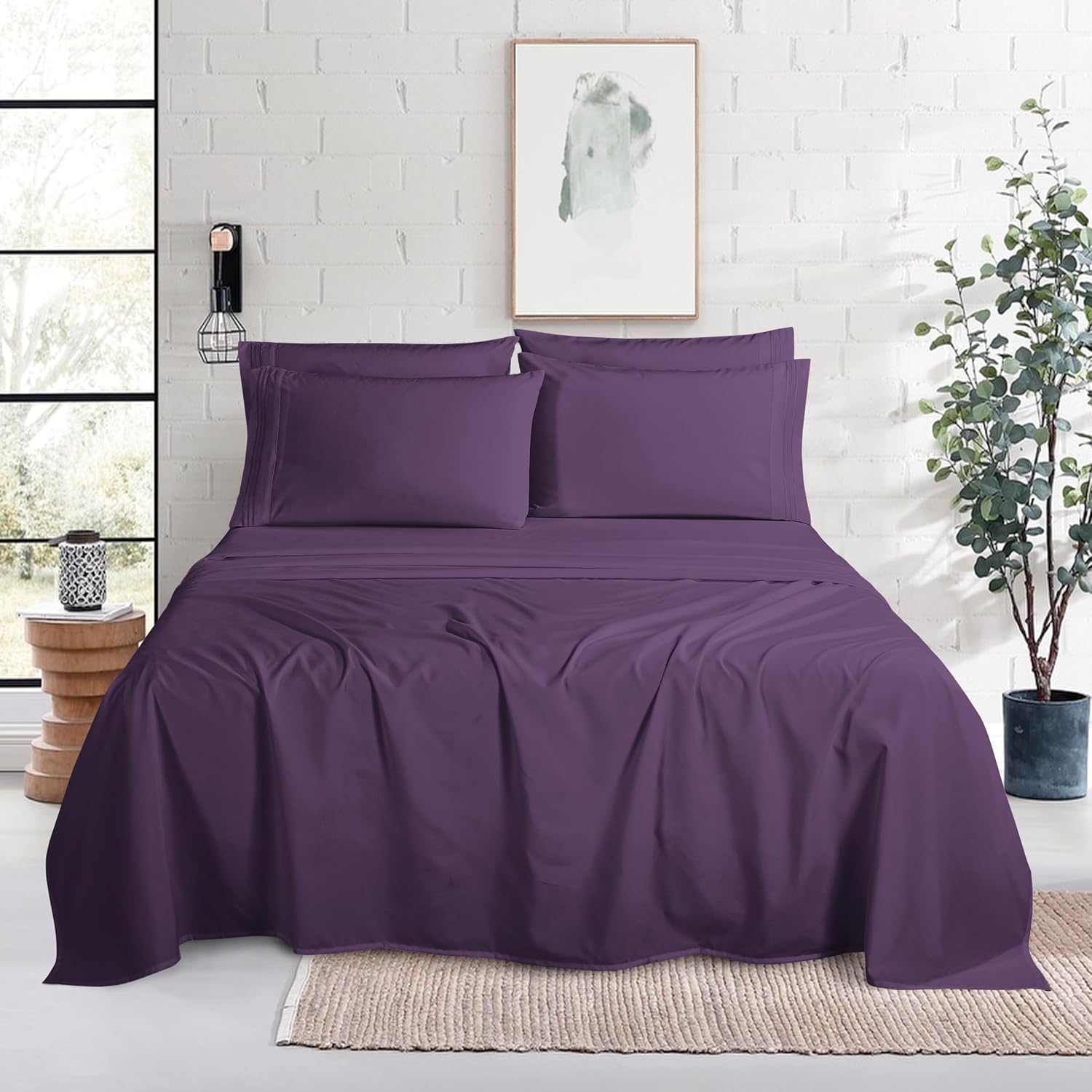 MocassiLuxuryBedding Mocassi Luxury 6-Piece Sheet Set, Ultra Soft 1800 Hotel Quality Microfiber Sheet Set, Fits Mattresses Up to 18 to 24 I…