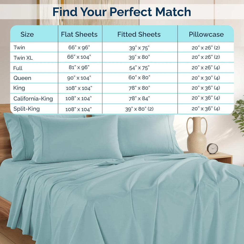 Casa Platino Cal King Sheets Sets – 100% Cotton Cal King Sheets Cooling with 4 Pillowcases, 15" Deep Pocket Fitted Sheet, Crisp & Smooth…