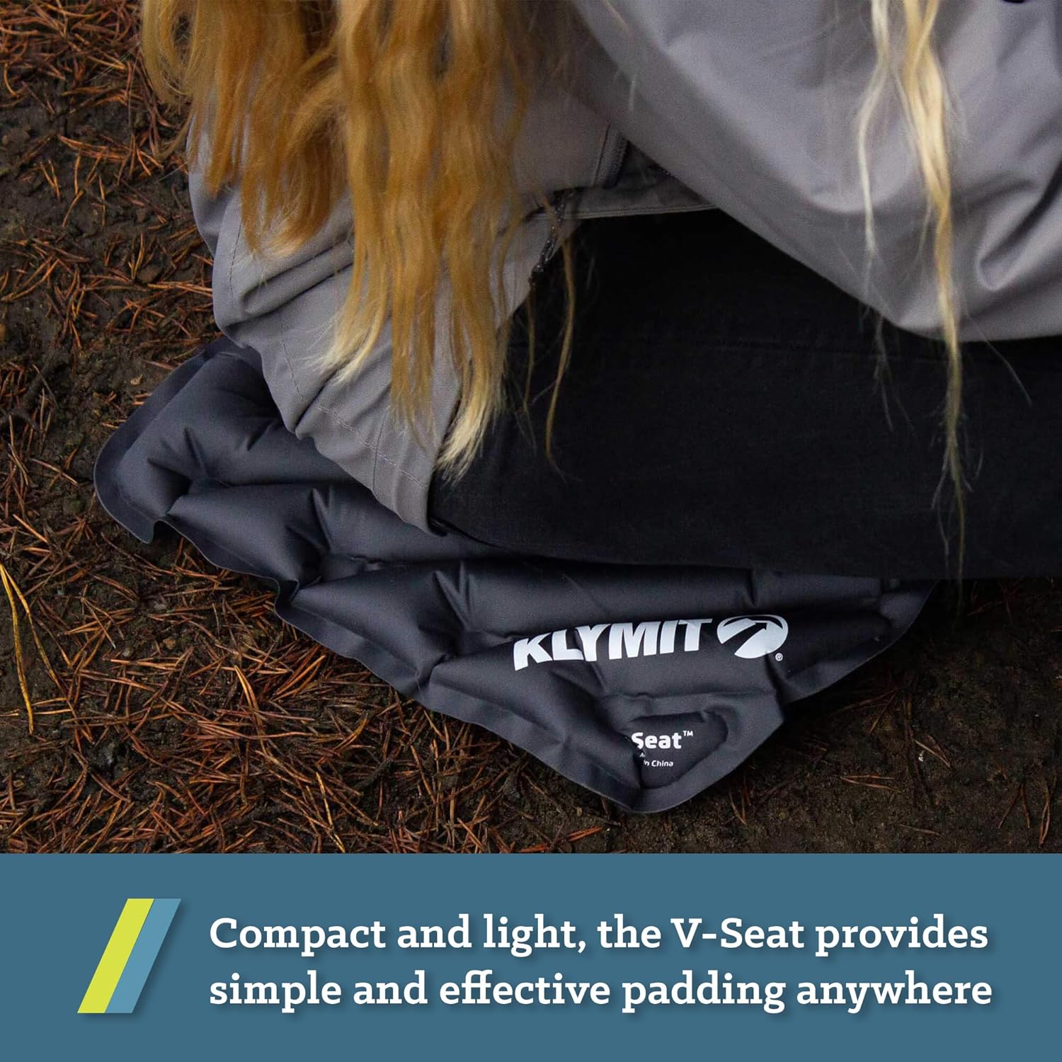 KLYMIT V Seat - Portable, Inflatable Padded Cushion Seat, Perfect for Air Travel, Camping, Backpacking and Bleacher Seats