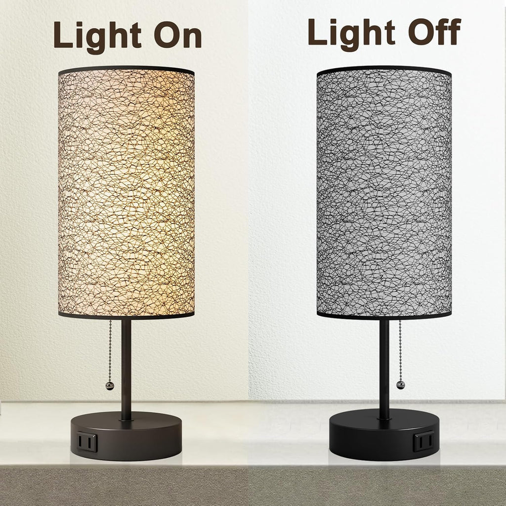 YIDPU Table Lamp for Bedroom, Nightstand Lamp for Bedside with AC Outlets, Adjustable 3color LED Light Desk Lamp for Home Decor, Included…