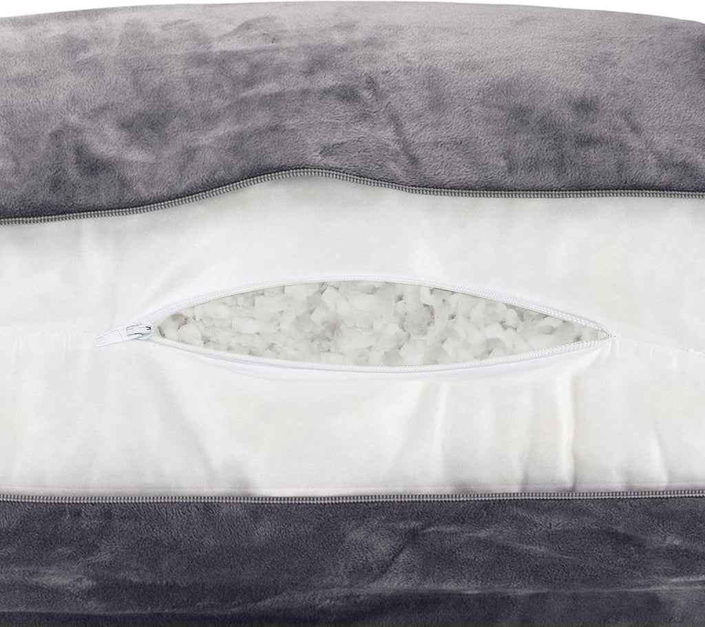 HusbandPillow Husband Pillow Dark Grey, Standard+ Original Reading Pillow in Bed Rest Chair, Shredded Memory Foam Large Lounge Cushion Adul…