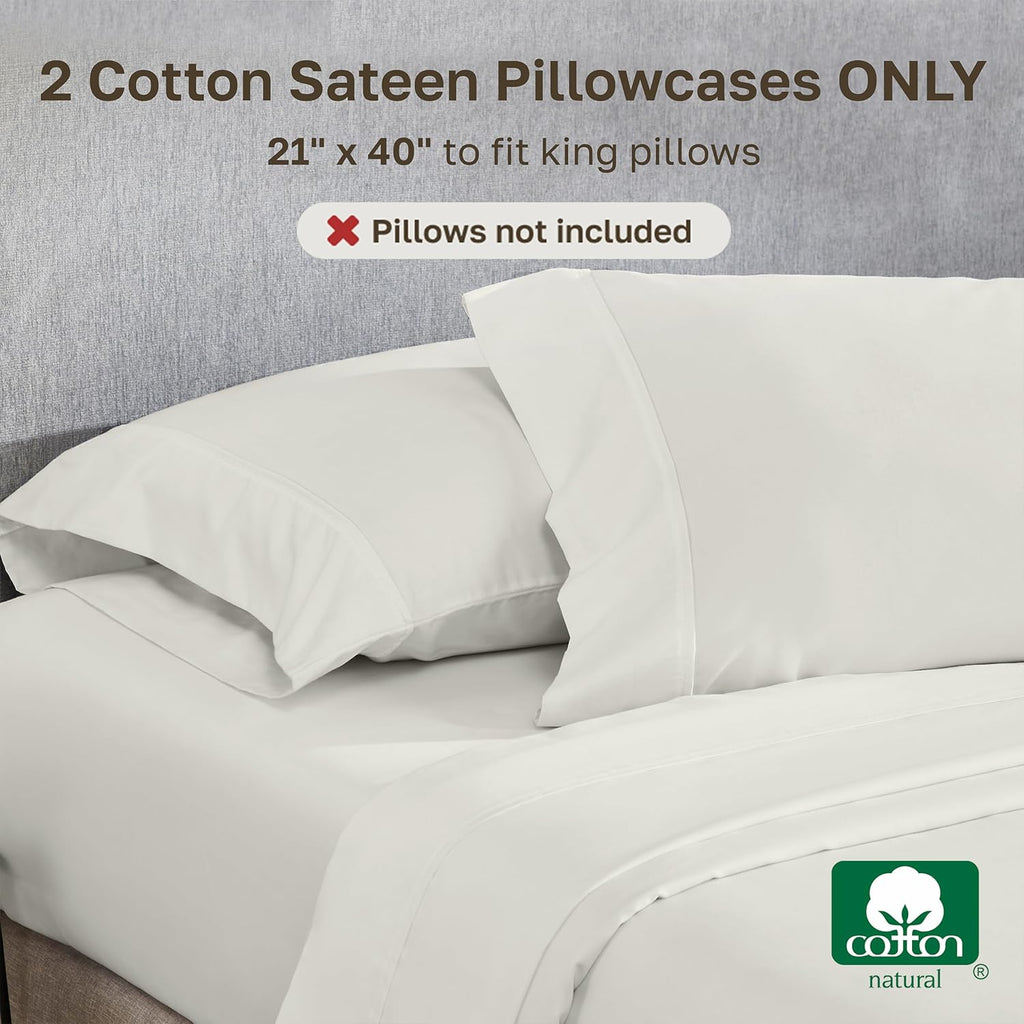 CaliforniaDesignDen California Design Den King Size Pillowcase Set - 400 Thread Count, 100% Cotton Sateen, Set of 2 Pillow Covers, Soft and…