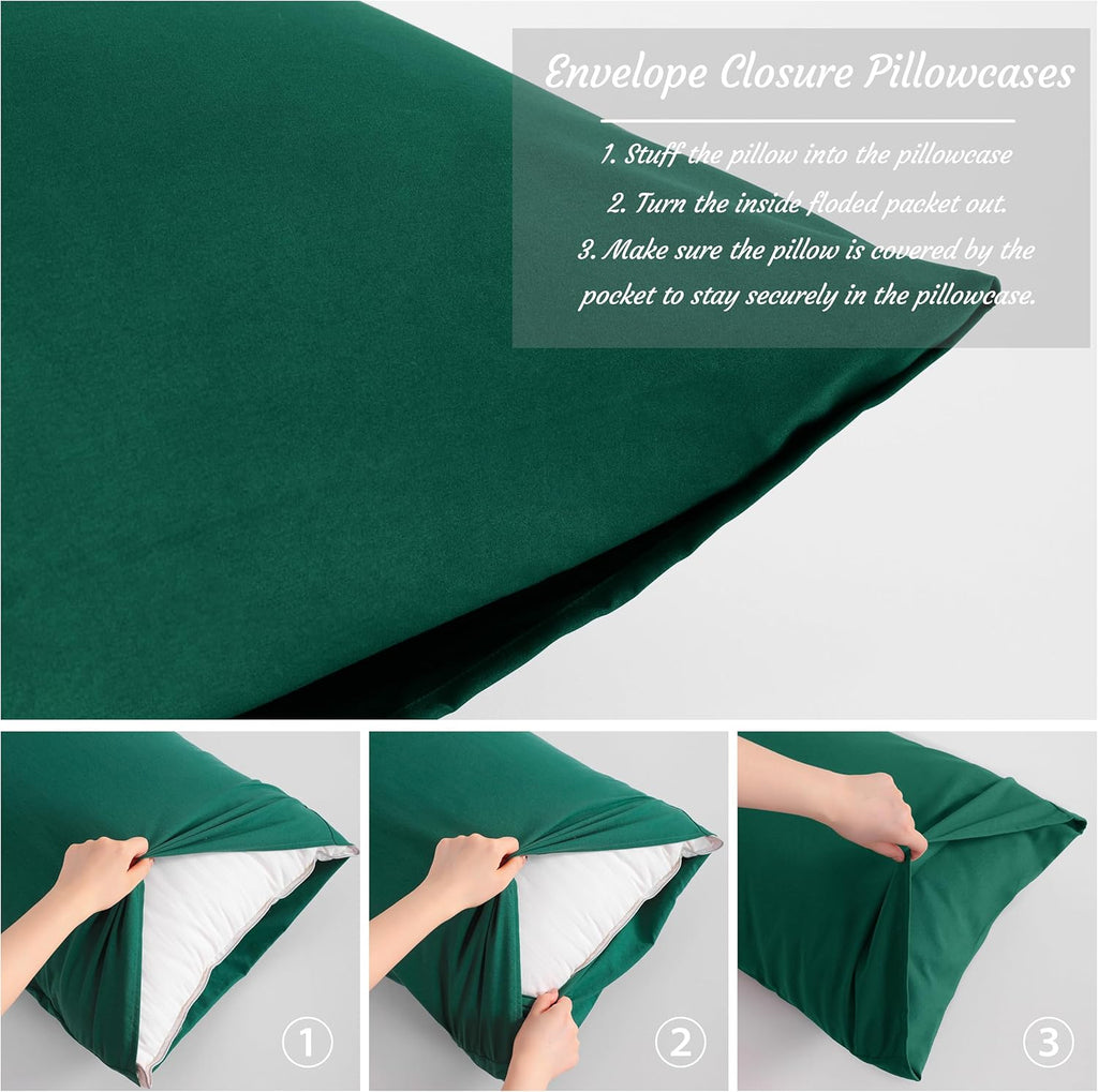 Ntbay Standard Pillow Cases Set of 2, 2 Pack Brushed Microfiber 20x26 Pillow Cases, Soft, Wrinkle, Fade, Stain Resistant Dark Green Pillow…