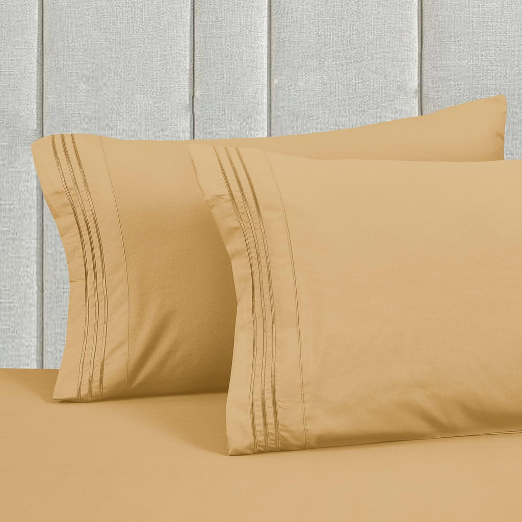 MocassiLuxuryBedding Mocassi Cal King Size 4-Piece Bed Sheet Set - 1800 Hotel Quality Microfiber 18-24 Inches Extra Deep Pocket Fitted Shee…