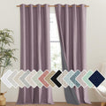 NICETOWN Chaise Mauve Vintage Linen 100% Blackout Curtains for Living Room, Thermal Insulated Curtains 120" Long, Noise Reducing Window…