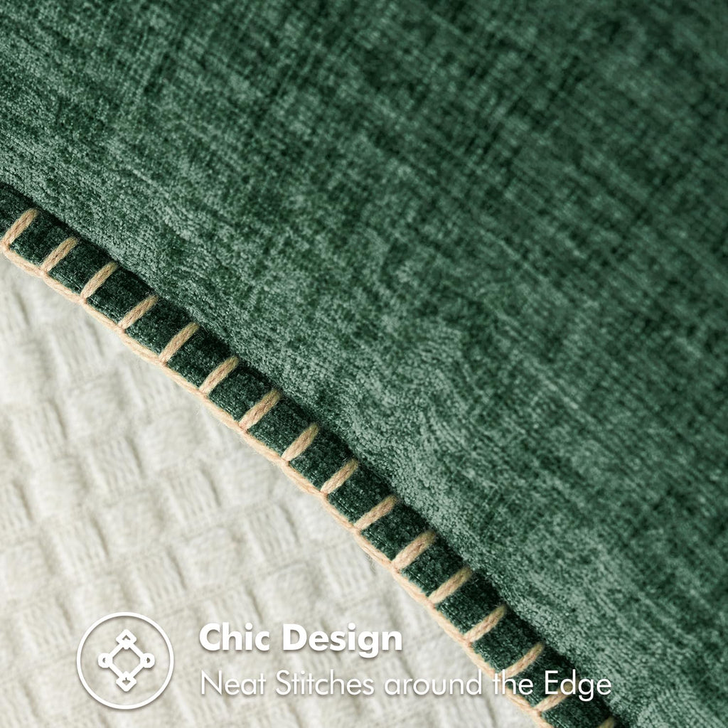 Miulee Pack of 2 Pillow Covers 18x18 Inch Dark Green Farmhouse Decorative Throw Pillow Covers with Stitched Edge Soft Chenille Solid Dyed C…