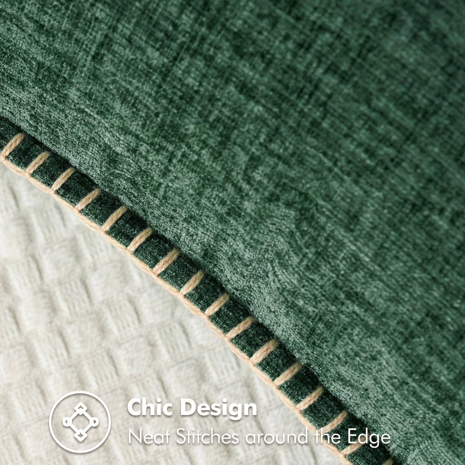 Miulee Pack of 2 Pillow Covers 18x18 Inch Dark Green Farmhouse Decorative Throw Pillow Covers with Stitched Edge Soft Chenille Solid Dyed C…