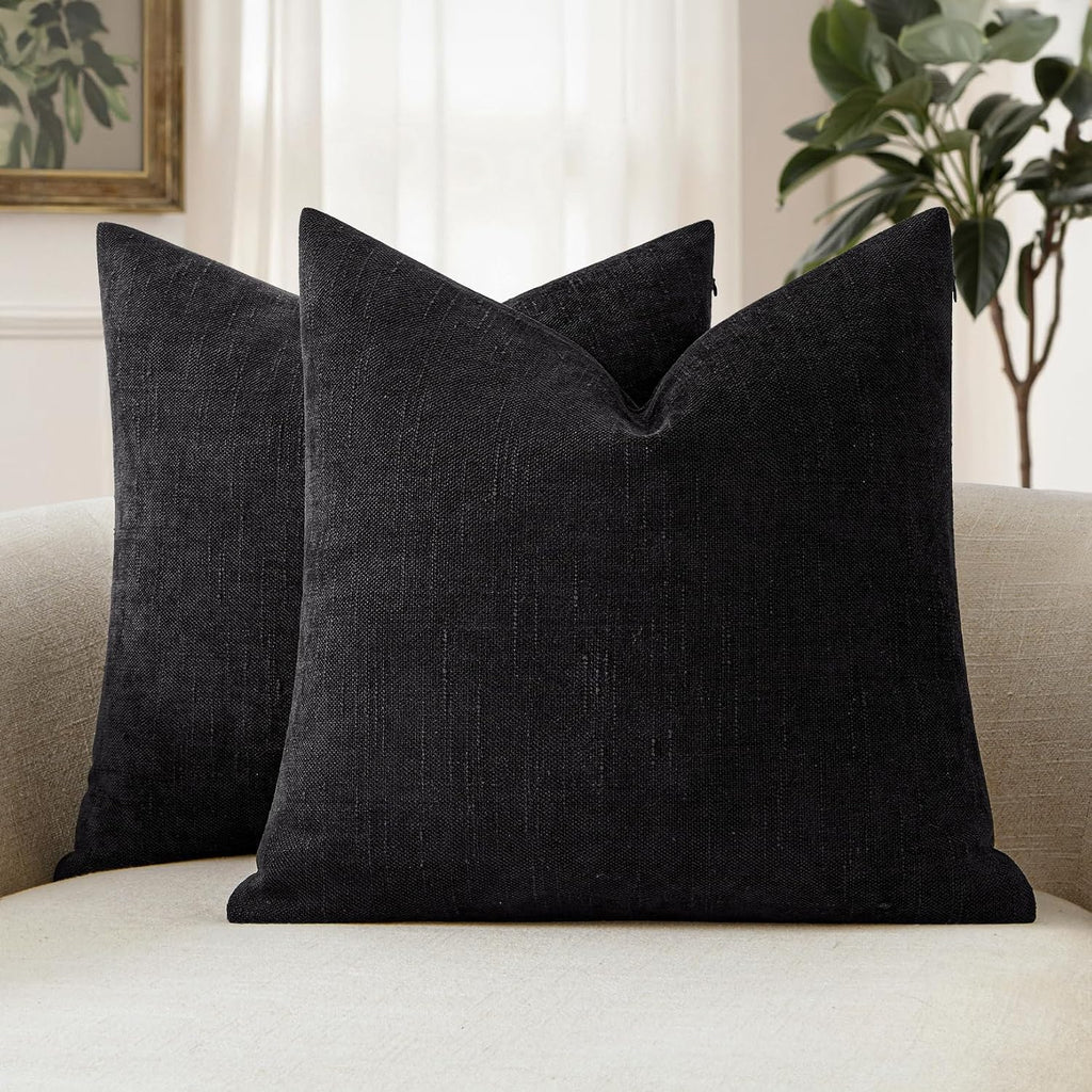 MIULEE Pack of 2 Decorative Throw Pillow Covers Soft Chenille Throw Pillows Solid Textured Euro Cushion Covers for Couch Sofa Bedroom…