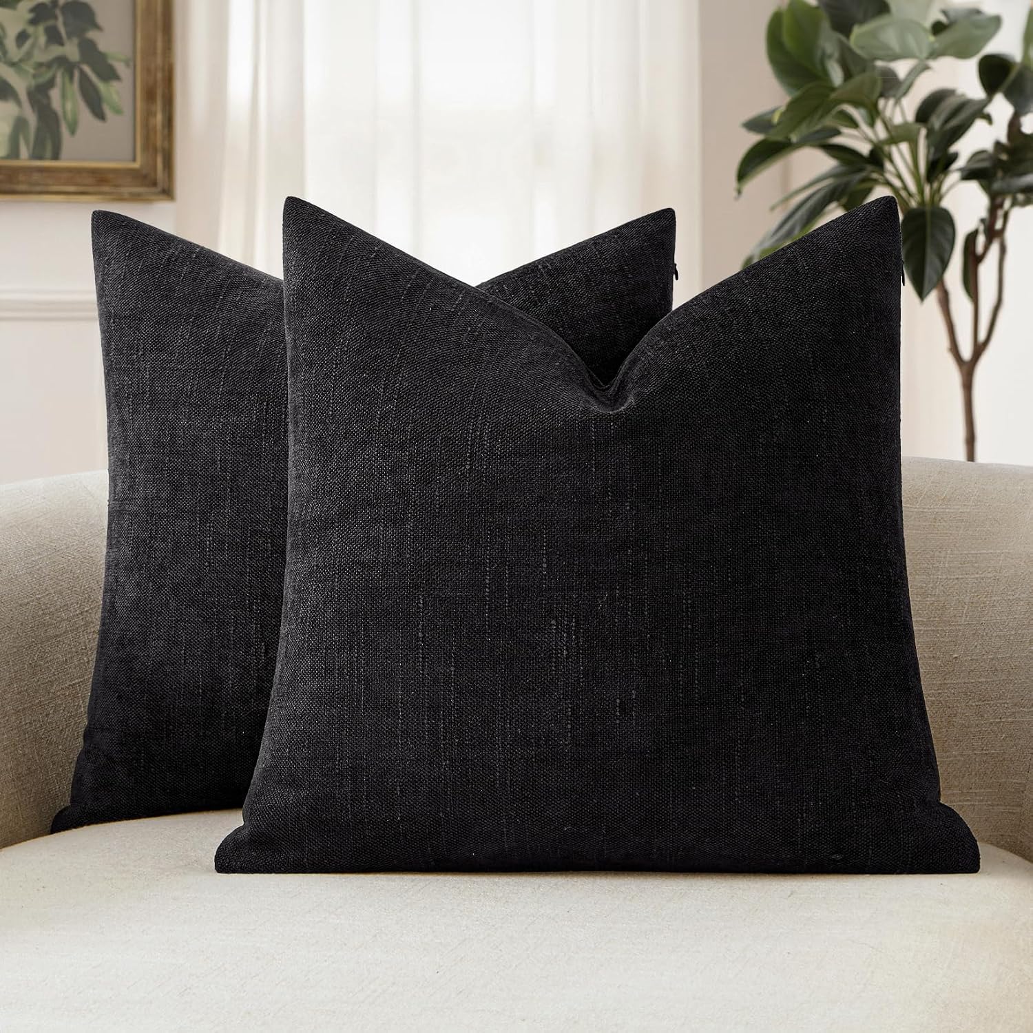 MIULEE Pack of 2 Decorative Throw Pillow Covers Soft Chenille Throw Pillows Solid Textured Euro Cushion Covers for Couch Sofa Bedroom…