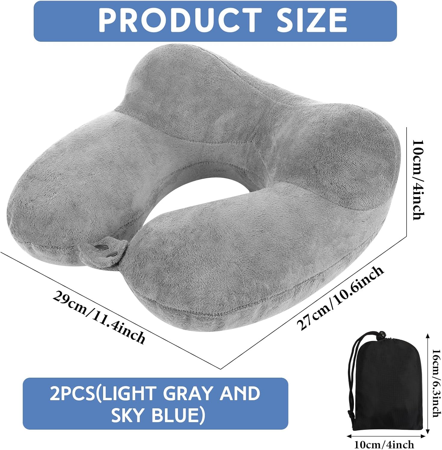 Sintuff 2 Pack Inflatable Travel Pillow for Airplanes Inflatable Neck Flight Pillows with Compact Bag and Blindfold for Traveling…