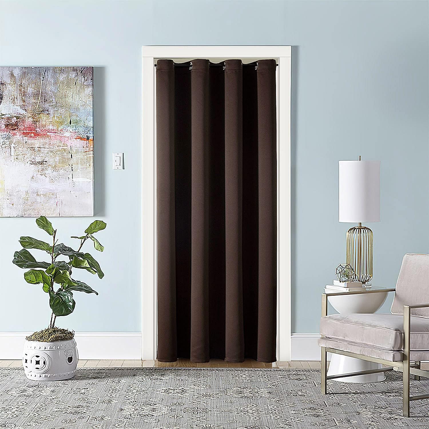 ChrisDowa Blackout Door Curtains for Doorway Privacy, Grommet Closet Curtains for Bedroom Closet Door, Thermal Insulated Temporary Doorway…