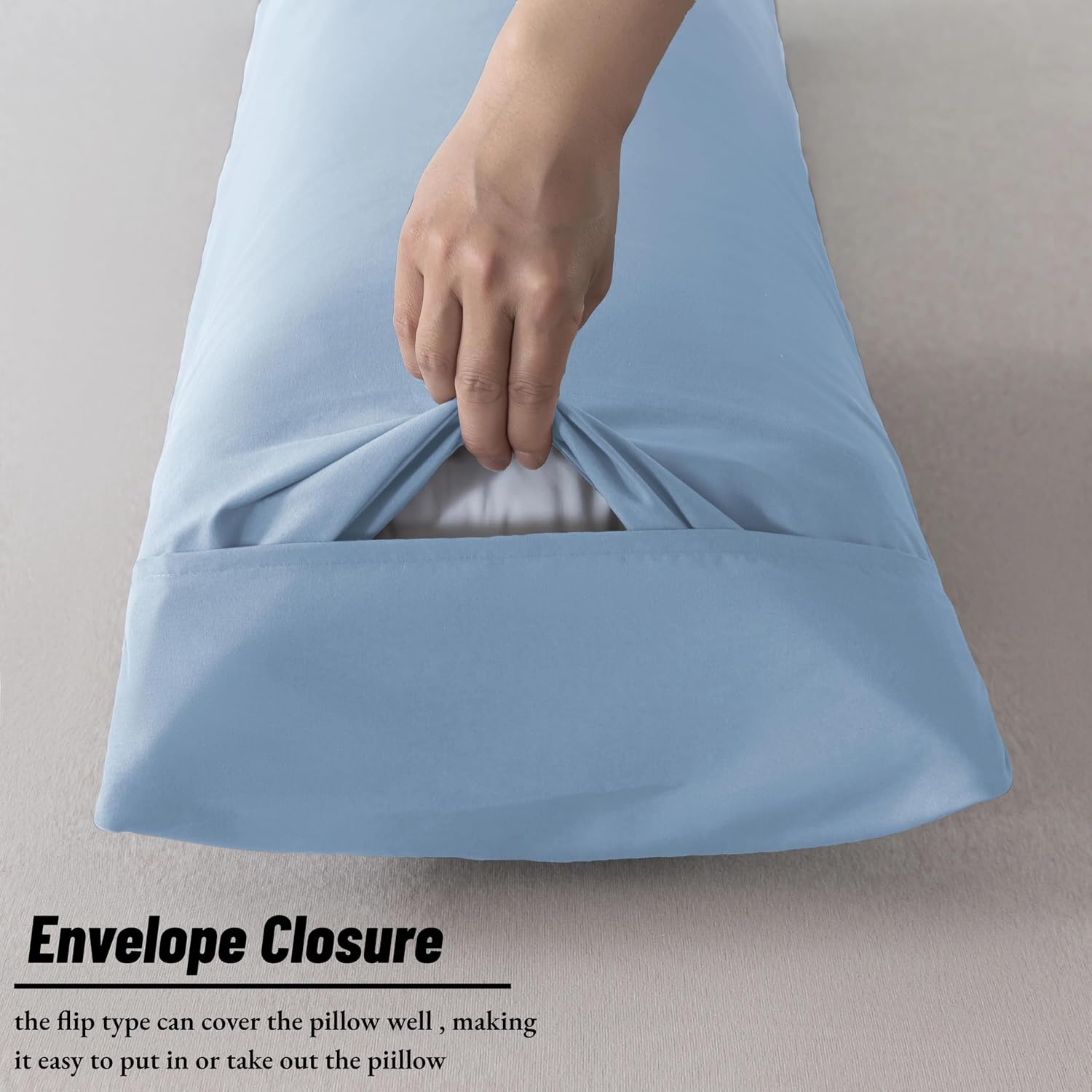 Ubauba Memory Foam Body Pillow with Cover, Full Large Body Pillows Insert for Adults with Envelope Closure Pillowcase, Firm & Fluffy Long…