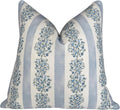 Jillien Harbor “The Juliet” Floral Block Print Pillow Cover – Soft Blue and Off-White Decorative Throw Pillow Cover – Grandmillennial…
