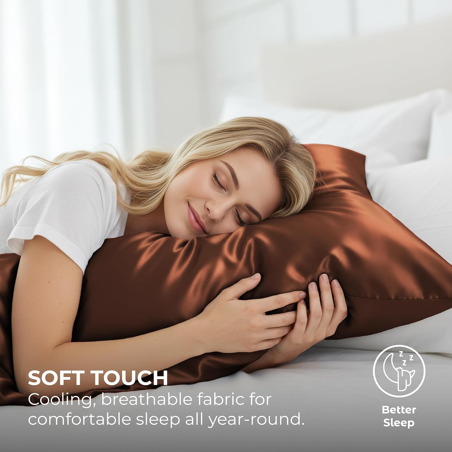PureBedding Pure Bedding Satin Pillowcase 2 Pack - Queen Size (20"x30", Brown) - Silky Pillow Cases for Hair and Skin - Satin Pillow Covers…