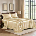 PureBedding Satin Sheets King [4-Piece, Ivory] Hotel Luxury Silky Bed Sheets - Extra Soft 1800 Microfiber Sheet Set, Wrinkle, Fade, Stain R…
