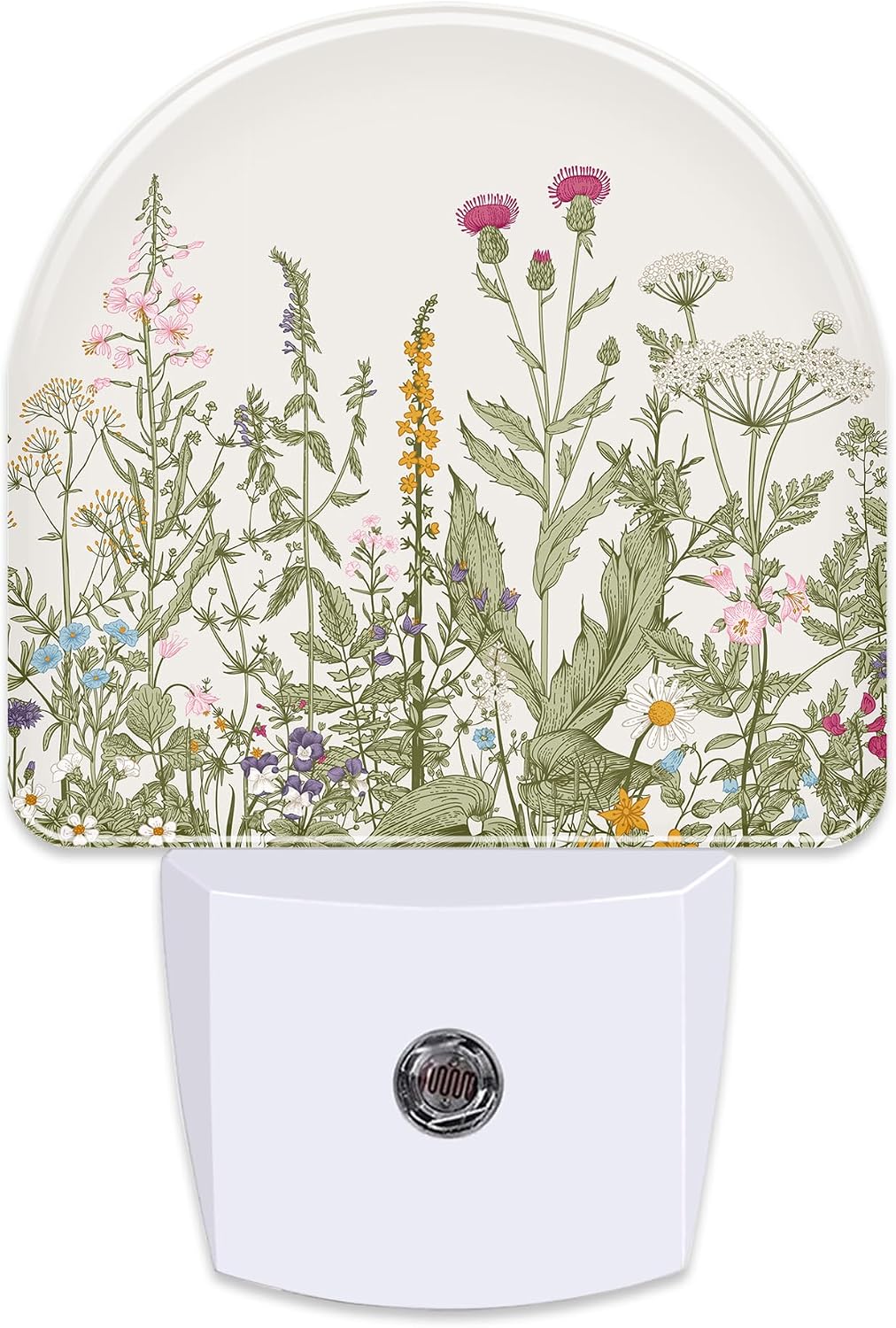 Herbs and Wild Flowers Night Light for Kids, Watercolor Green Botanical Floral Leaves Night Light Plug in with Dusk to Dawn Sensor,0.5w…