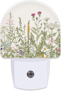 Herbs and Wild Flowers Night Light for Kids, Watercolor Green Botanical Floral Leaves Night Light Plug in with Dusk to Dawn Sensor,0.5w…