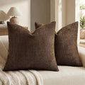 decorUhome Chenille Throw Pillow Covers 24x24 Set of 2, Square Decorative Pillow Covers with Zipper for Couch, Sofa, Living Room, Brown
