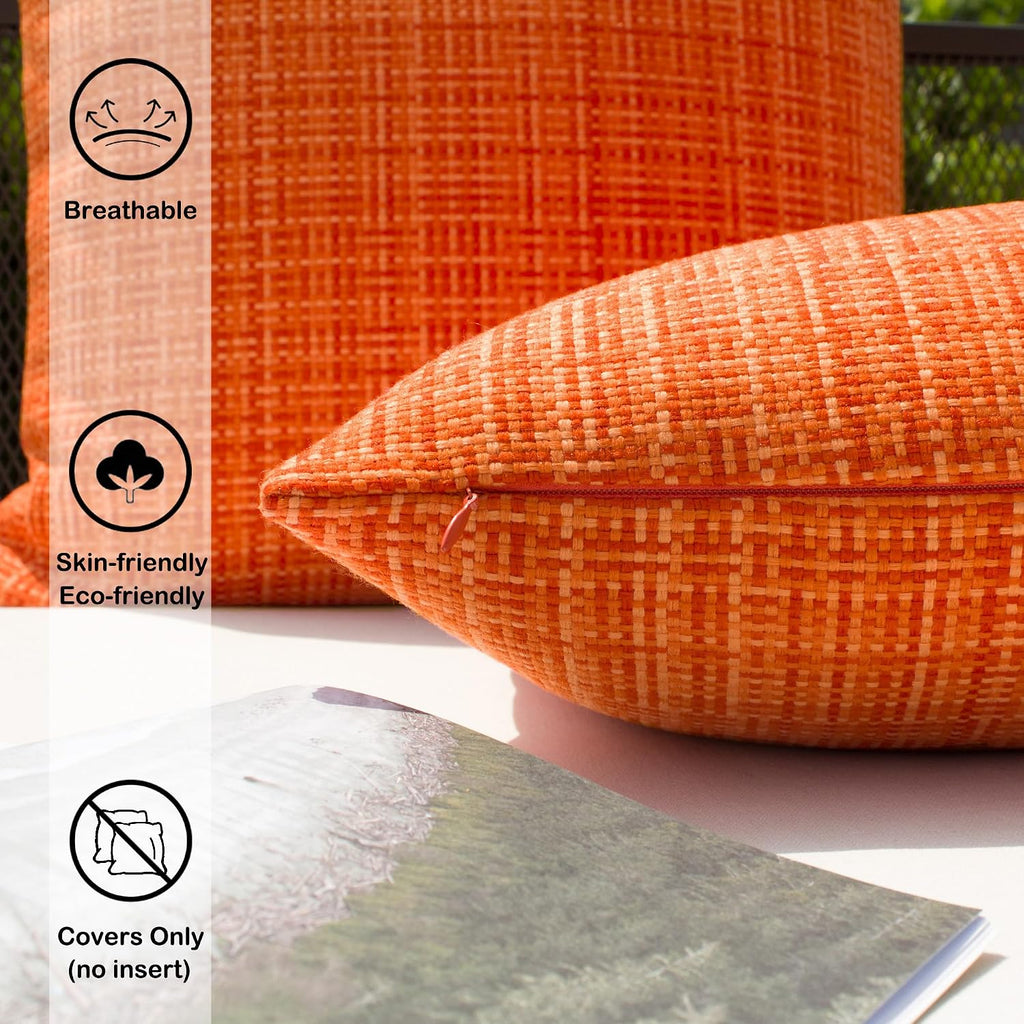 Kevin Textile Pack of 2 Decorative Outdoor Waterproof Fall Pillow Covers Square Garden Cushion Sham Throw Pillowcase Shell for Patio Tent…