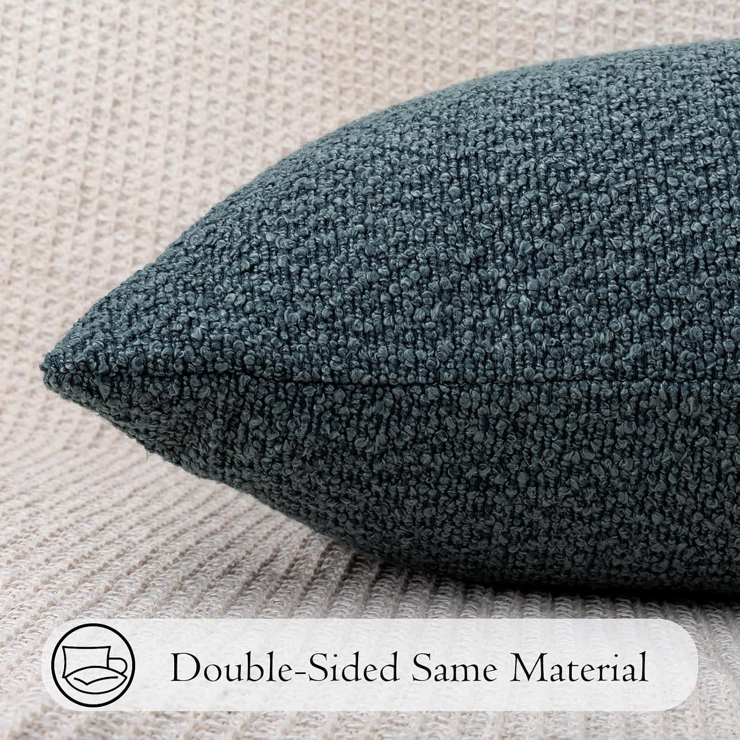 JoraLion 14x36 Boucle Lumbar Pillow Cover, Dusty Blue Woven Texture Neutral Long Pillow Cover Breathable Cushion Case for Couch Sofa Bed…