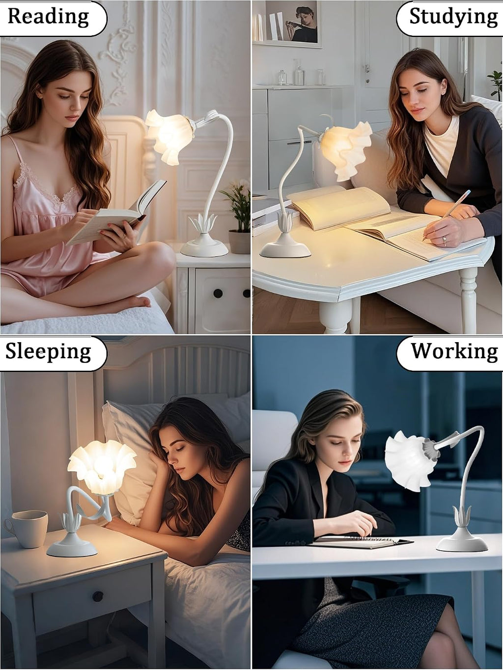 Aqdzcnf Flower Table Lamp, LED Reading Light Bedside Vintage Flower Night Light,3 Colors Modes Kawaii Bedside Lamps Decor, Living Room Bedroo…