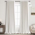 Nanspring Linen 100% Blackout Floor to Ceiling Extra Long Curtains 96 Inches Long for Bedroom 8ft Back Tab Cream Farmhouse Decor Black Out…