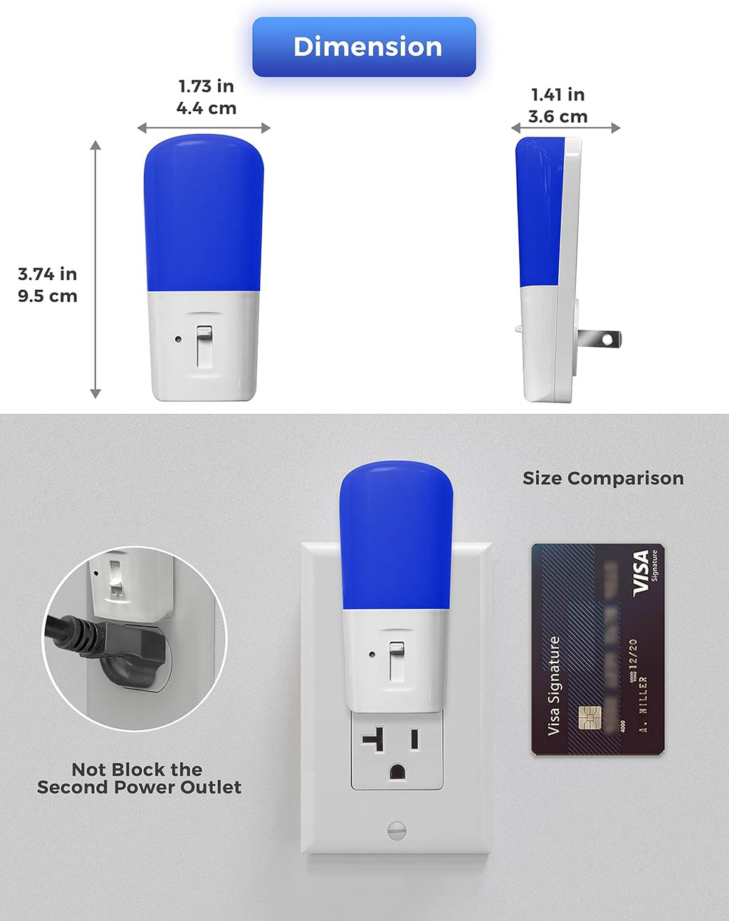 L LOHAS LED Blue Night Light Plug in, Dimmable Decorative Wall Blue Light LED Night Lights with Dusk to Dawn Sensor, Adjustable…