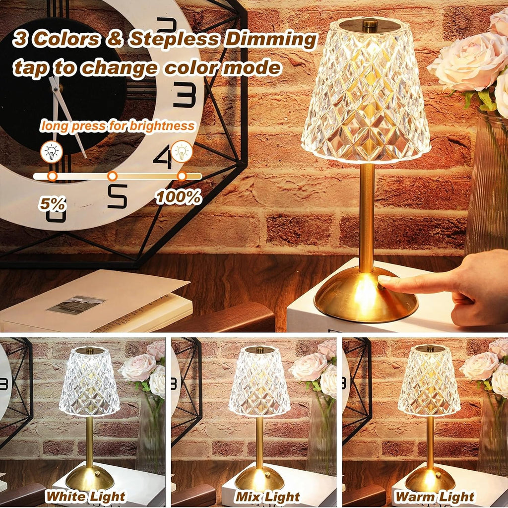 Liliful 2 Pcs Cordless Table Lamp Rechargeable Touch LED Small Gold Portable Battery Operated USB-c Desk Lamp 3 Color Dimmable for…