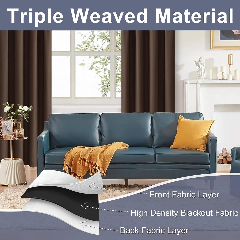 Jiuzhen Blackout Curtains for Bedroom– Thermal Insulated, Noise Reducing Room Darkening Privacy Rod Pocket Drapes for Living Room, Set of 2…