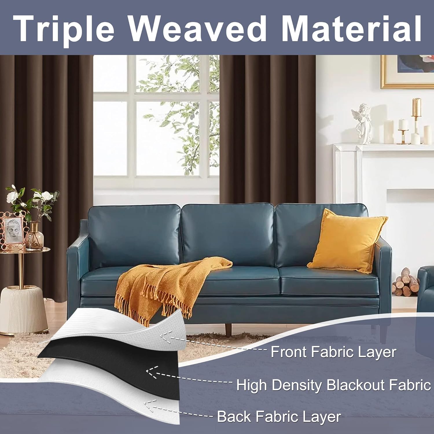 Jiuzhen Blackout Curtains for Bedroom - 70 x 63 Inch Extra Wide Privacy Assured Thermal Insulated Room Darkening Sliding Door Curtains for…